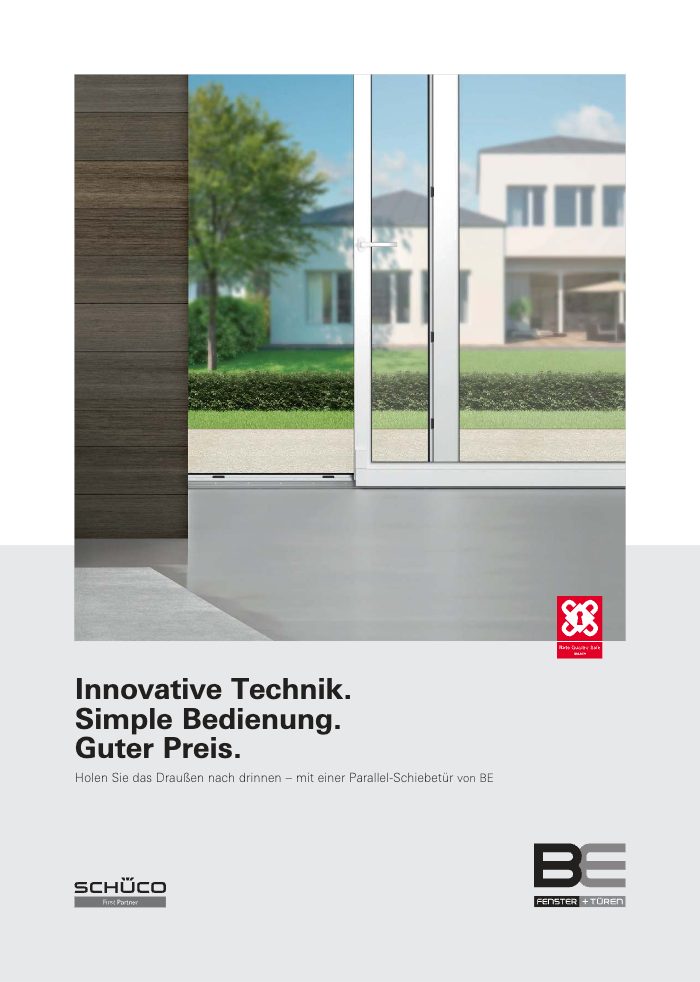 Couverture du catalogue BE Fenster und Türen Parallel-Schiebetüren